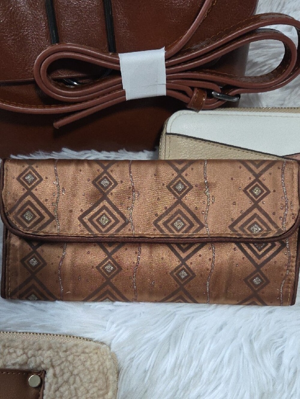 Brown Faux Leather Top-Handle Crossbody Bag And Three Off Brand Wallets AllNew! - Picture 3 of 8
